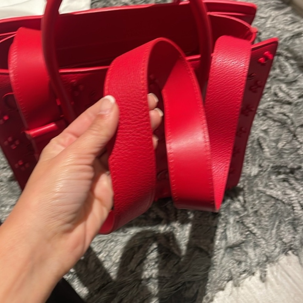 Christian Louboutin Red Calf Leather Paloma Loubinhesky Medium Top Handle Bag - Picture 12 of 15